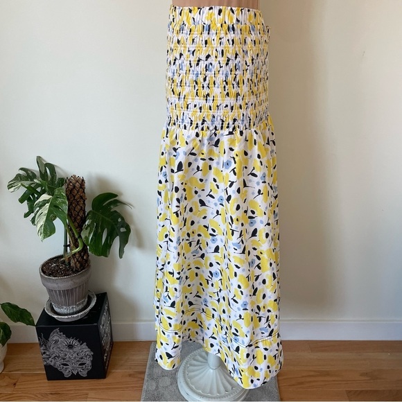 TANYA TAYLOR Lyla Floral Yellow Multi Cotton Smocked Midi Skirt NWOT Size 3X - Picture 5 of 11